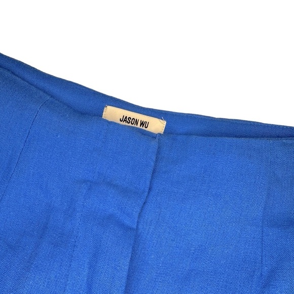NWT Jason Wu Blue Linen Blend Braided High Waist Wide leg crop Pant Womens 8 - Picture 5 of 14